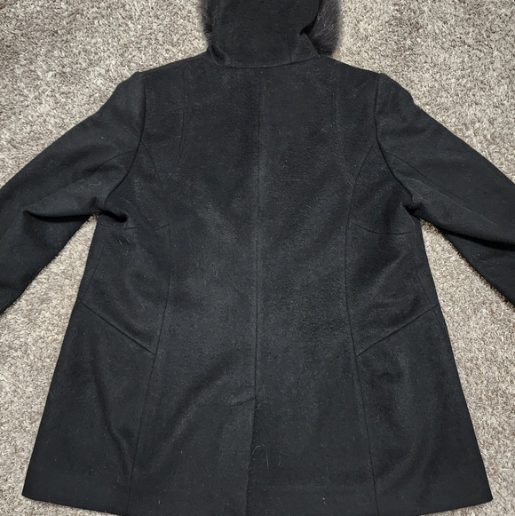 SACHI Lambs Wool REAL FINNISH FOX FUR Trimmed Collar Formal Winter Coat 1X - Picture 3 of 9